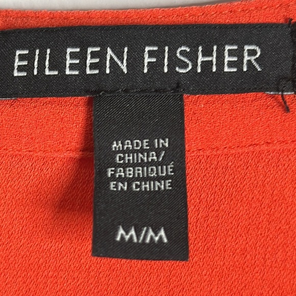 Eileen fisher orange coral slik button down tunic size medium - Picture 3 of 7